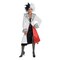 Womens Cruella De Vil Costume Soft Velvet Dress With Deluxe Spotted Coat